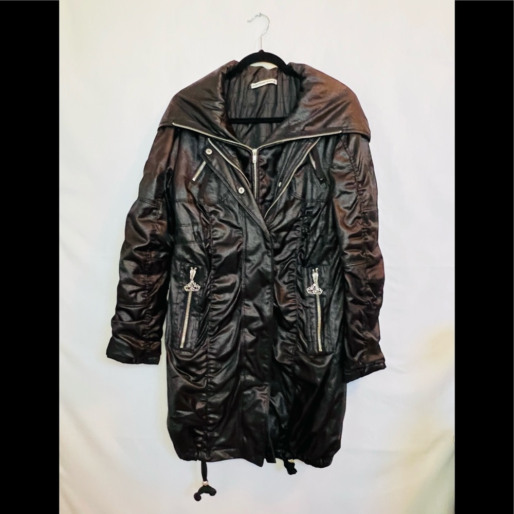 FORNARINA Italian Black Shiny Coat size XS
